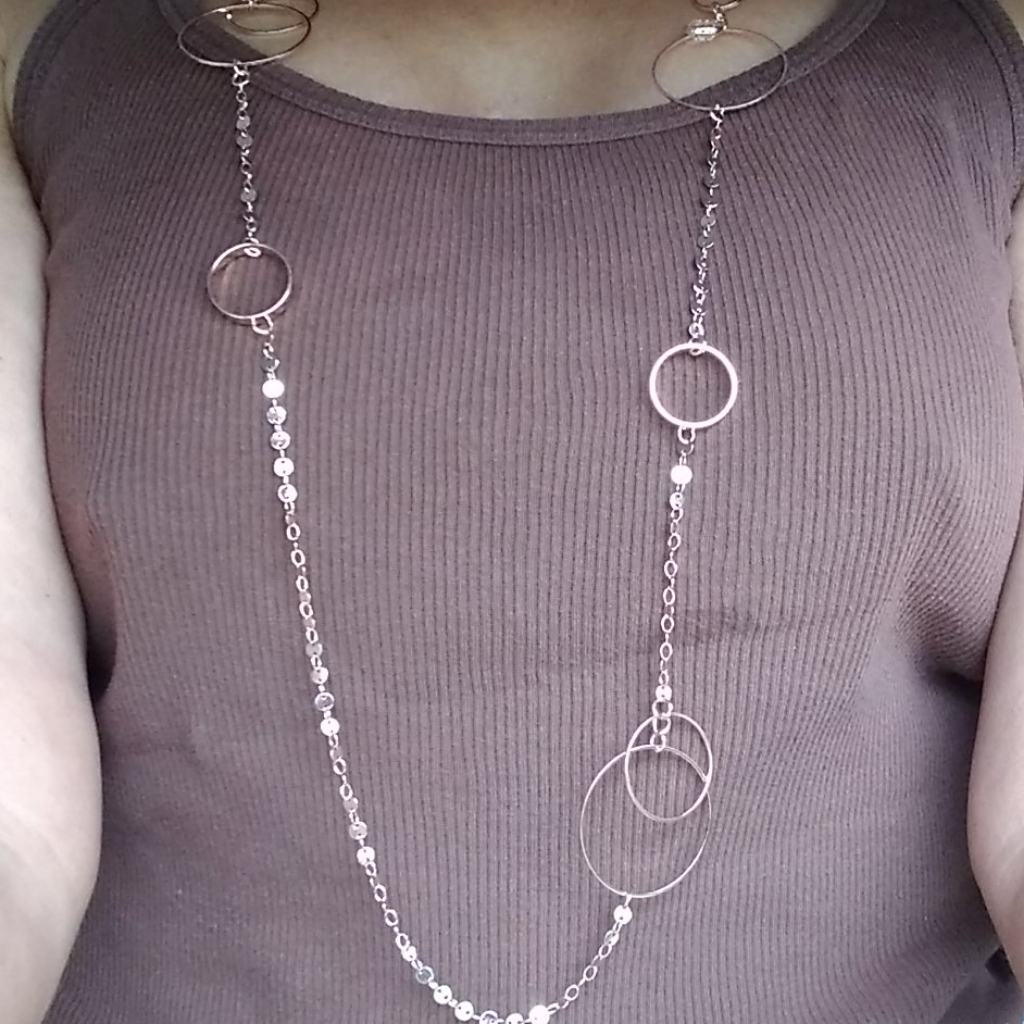 Circle/Rose Gold Tone /Long Necklace